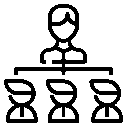 Hierarchy of people, with boss on top and employees below